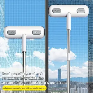 Magic Window Cleaning Brush with Extendable Handle, Reusable Pet Hair Remover, Screen & Glass Cleaner Tool, Squeegee Scrubber, Perfect for Home, Doors, Windows