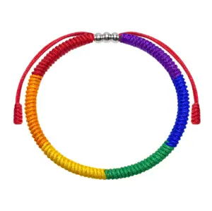 LAMIBEE Non-Binary Pride Bracelet, Nonbinary Things Stuff Gifts, LGBTQ+ Surfer String Boho Style Wrist Wrap Bracelet, Amulet and Boho Rope Bracelet Bangles for Women Men Him Her (Non-binary)