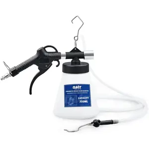 Motor Tech Pneumatic Brake Bleeder Kit, 0.8qt Brake Fluid Bleeder Kit with 8 Master Cylinder Adapters, 750 ml Vacuum Brake Bleeder for One Person Brake Bleeding, Automotive Fluid Extractor