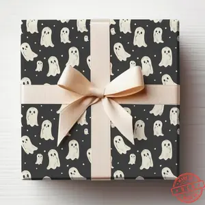 Halloween Wrapping Paper Cute Ghost Wrapping Paper Gothic Gift Wrapping Spooky Wrapping Paper Modern Ghosts Gift Wrap