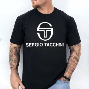 Basic Sergio Tacchini Black Man Casual Menswear Top Breathable T-shirt