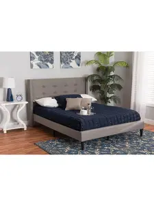 212 MAIN Casol Full Size Platform Bed - Mid-Century Modern & Transitional, Button-Tufting Gray Fabric Upholstered, Engineered Wood Frame, Max 55wX76d, 60.6x83.3x40.9 in