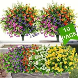 10 Counts UV Resistant Artificial Flowers, Valentine's Day Decor, Indoor Outdoor Use, No Container Needed, Ideal for Home Wedding Festivals