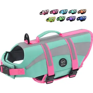 Adjustable Dog Life Jackets for Small Dogs with Enhanced Buoyancy, Flotation Vest with Durable Rescue Handle, NewTurquoise, XS