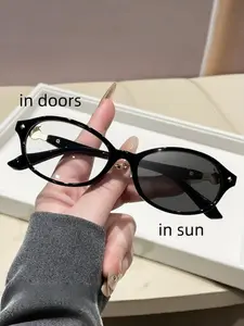 Vintage Style Blue Light Blocking Oval Frame Glasses, Lightweight Durable Metal Frame, Perfect for Work and Daily Use, Fashionable Streetwear Accessory