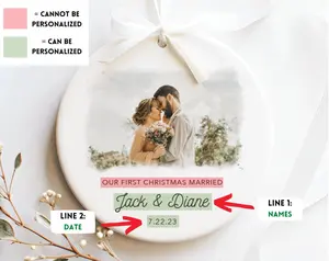 First Christmas Married Ornament - Married Photo Ornament - First Christmas Married Gift
