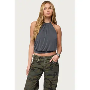 Kammy Draped Backless Halter Top