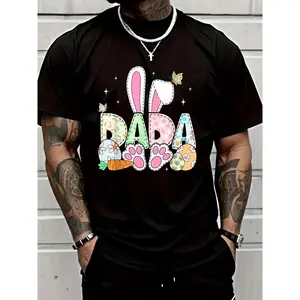 Men's T-Shirt Easter Bunny Dada Spring Eggs Hunting Family Matching Easter T-Shirt Graphic T T Shirts Breathable Sweat Wicking and Soft Suitable for Daily Commutes Lounging At Home and Casual Wear