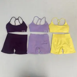 DFYNE Seamless Twist Front Gym Set – Sports Bra & Butt Lifting Shorts Workout Outfit for Women