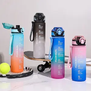 Large Capacity Gradient Color Sports Water Bottle, Portable Plastic Cup with Tea Filter for Students, Leakproof Outdoor Fitness Hydration, Poly Water Bottle, Travel Water Bottle