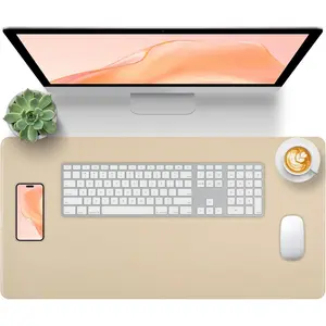 Beige Leather Desk Mat Large  Pad,  Desk Pad for Keyboard and , Non-Slip  Desk Protector, Smooth  Movement Desk Mat for  and Office(23.6"x13.8")