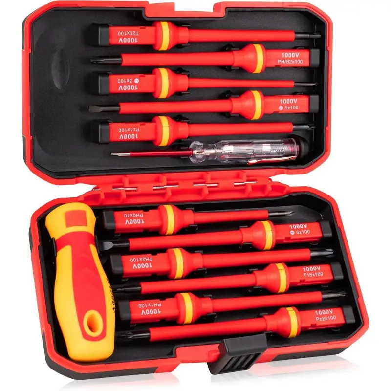 13PCS 1000V Insulated Electrician Screwdriver Set, S2 Steel, Magnetic Tips, PP + TPR Grip, GPSR Certified for Home & Industrial Use portable tool kitEverlanelnspired17
