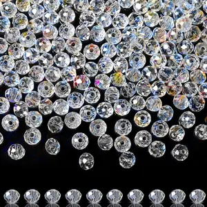 400pcs Crystal Clear Glass Beads, Angel Aura Quartz Assortment for Jewelry Making & Crafts