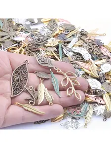 Vintage Alloy Plant Leaf Maple Leaf Random Mix Pendants 30pcs Jewelry Making Supplies for DIY Necklaces Bracelets Earrings Anklets Ethnic Style Lucky Hollow Leaf Metal Charm Accessories
