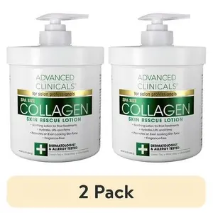 (2 Pack) Advanced Clinicals Collagen Body Lotion & Face Moisturizer with Vitamin E, Fragrance Free, 16 Ounce