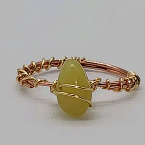 Size 7 Yellow Aventurine Copper Ring