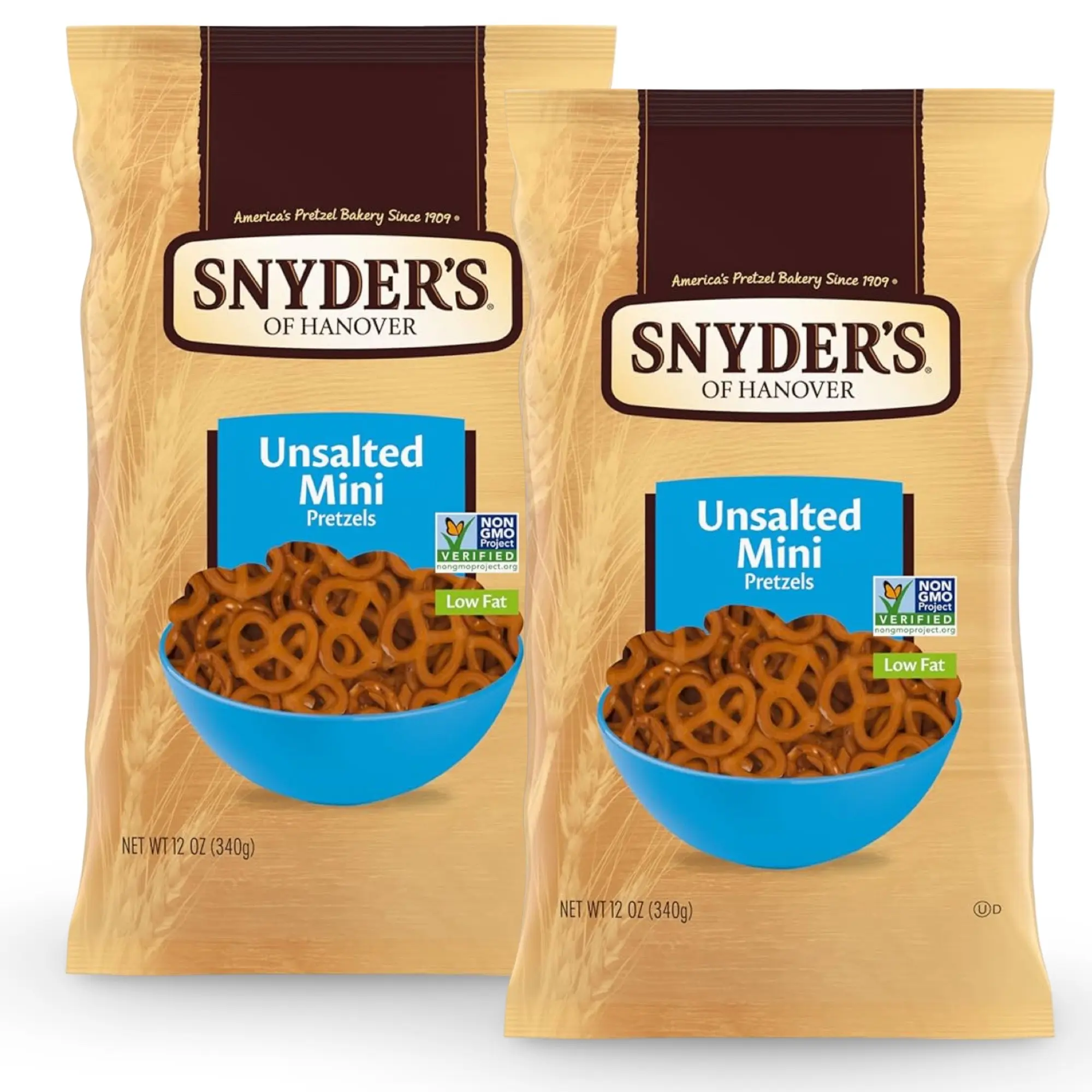 Snyder's of Hanover Mini-Unsalted Pretzels, 12 oz | 2 Pack