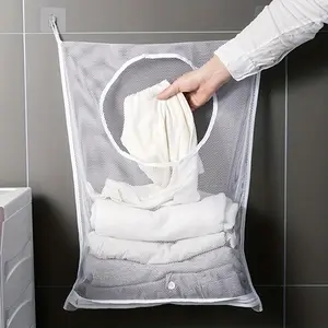 1pc Toilet Bathroom Wall Hanging Dirty Laundry Basket, Change Clothes Storage Bag, Dirty Clothes Seat Storage Mesh Bag, Dormitory Home Storage Hanging Bag, Laundry Organizer