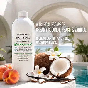SWANTALK Mop Soap Island Coconut – 32oz Highly Scented 4X Concentrated Floor Cleaner for Tile, Laminate, Vinyl & Sealed Hardwood, Pet Friendly