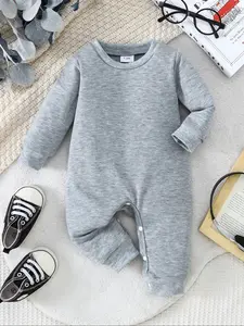 Baby Knit Romper, Simple Versatile Design, Comfortable Knitted Fabric, Button Closure, Ideal for Daily Home and Outdoor Use, Infant Toddler Clothes