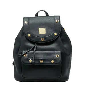 Pre-owned MCM Calfskin Tote Bags Logo Studs Leather Backpack