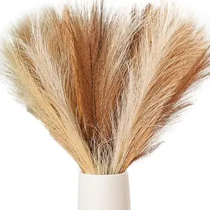 20 Stems Silk Pampas Grass Bouquet 17.7in Fluffy Artificial Pampas with Bendable Stems for Wedding Centerpiece Home Boho Décor