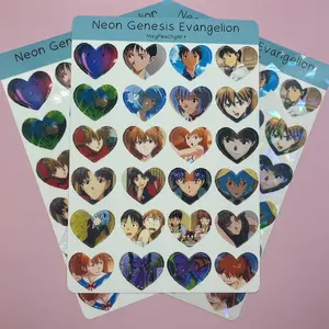 Neon G Evangelion Anime Heart Sticker Sheet