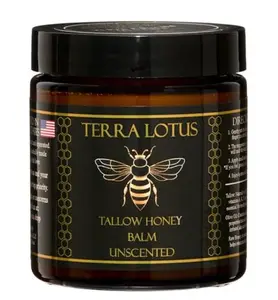 Terra Lotus - Organic Grass-Fed Beef Tallow Balm with Raw Honey - Moisturizing Cream for Soft, Smooth Skin - Handmade All-Natural Moisturizer