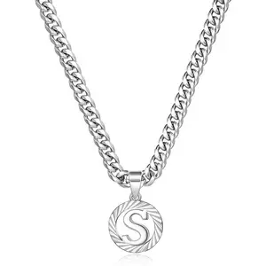 Initial pendant Cuban chain necklace for men and women Fashionable Cuban chain