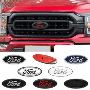 ABS Front Grille Sticker Car Head Grill Emblem Badge Car Logo Sticker for Ford Focus 2 3 4 MK2 MK3 MK4 ST F150 Mondeo Fiesta Fusion Ranger Mustang Shelby Kuga Edge Explorer Ecosport Transit Escape Car Styling