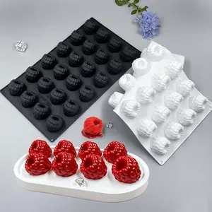 24pcs Raspberry Fruit Molds, Chocolate Candy Silicone Molds, Fondant Cookie Baking Cake Molds, Kitchen Baking Tools