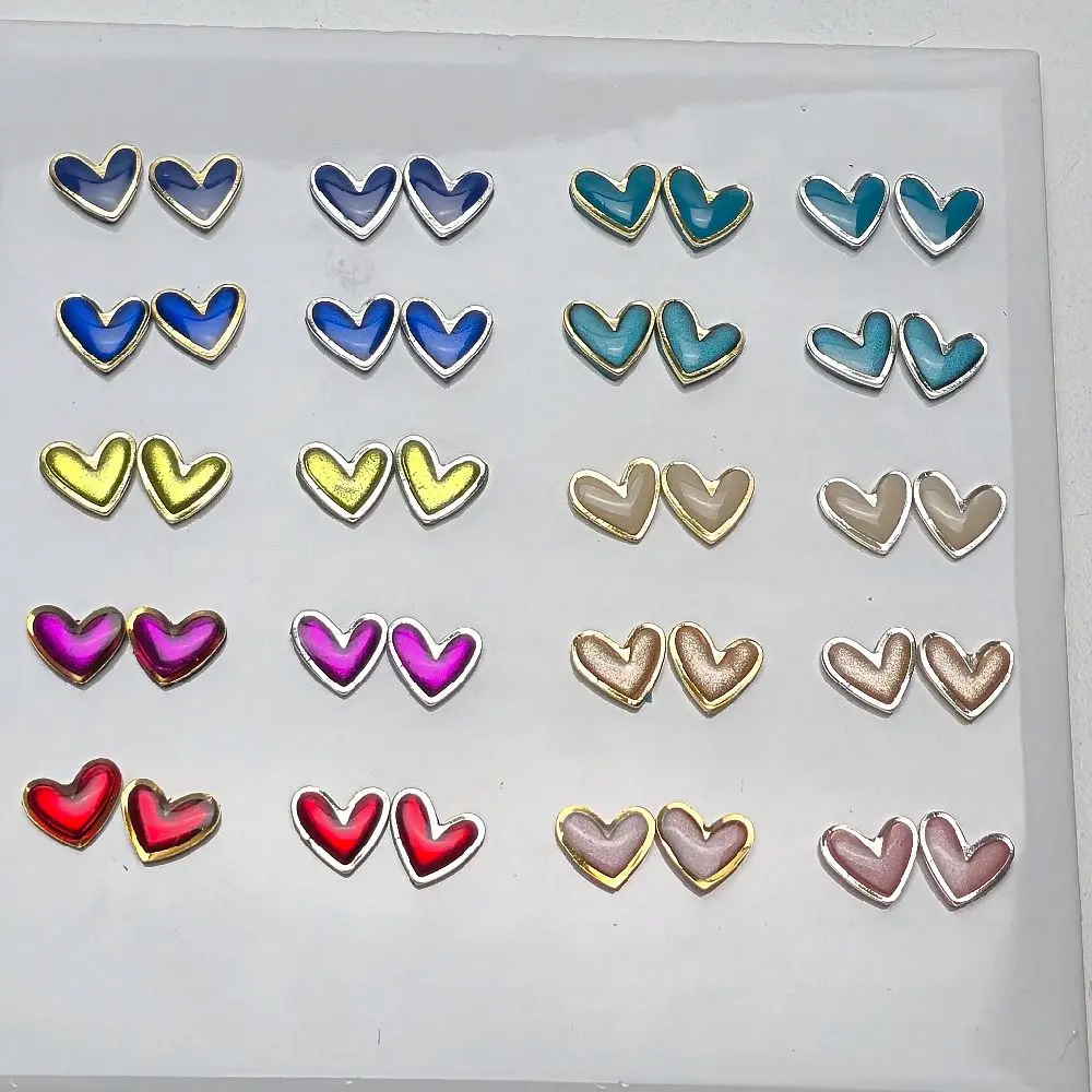 YOU PICK METAL BORDER HEARTS Polymer clay Silver or gold and color heart stud earrings.