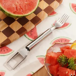 Watermelon Slicer Tool, Double-Headed Watermelon Fork for Home Use, Kitchen Utensil, Household Melon Fork, Dual-Purpose Kitchen Tool, Watermelon-Specific Utensil, Stainless Steel Rust-Proof Multi-Functional Tool