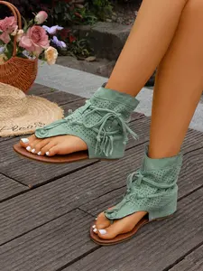 Women's Open Toe Sandals, Summer 2026 New Arrival, Vintage Strap Roman Flat Shoes, Comfortable and Stylish Footwear for Women