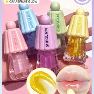 SHEGLAM Jelly Wow Hydrating Lip Oil-Grapefruit Glow Yellow Moisturizing Lip Gloss High-Shine Glossy Glow Non-Sticky Lip Care Hydrating Sleep Mask Lip Makeup