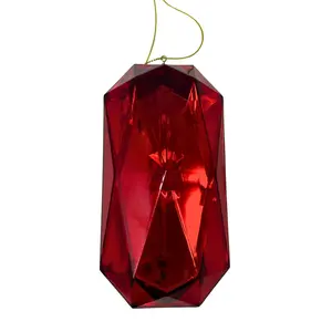 Acrylic Rectangle Diamond Ornament - Red 2.8x2.2x5.7" | ZT