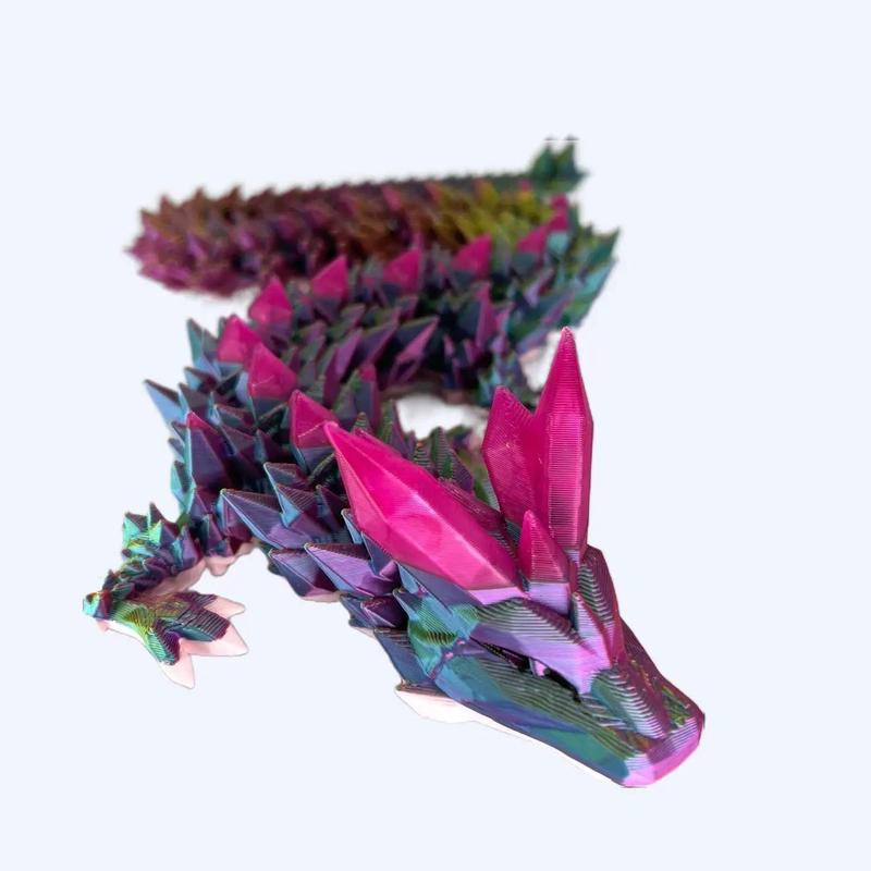 Rainbow Dream Crystal Dragon - Articulated 3d Print,  Fun Fantasy Dragon figurine great gift