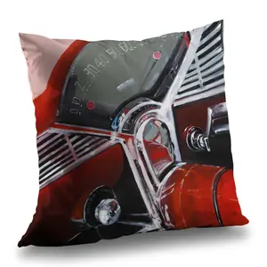 Begin Home Decor C1PC1414W2CF6B 14 x 14 in. Vintage Red Car Dashboard Throw - Contemporary Poly Twill