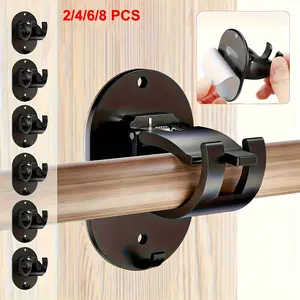 2/4/6/8/20 No-Drill Curtain Rod Brackets, Self-Stick Curtain Rod Holders, Easy Installation, Suitable for Bathroom Kitchen Apartment