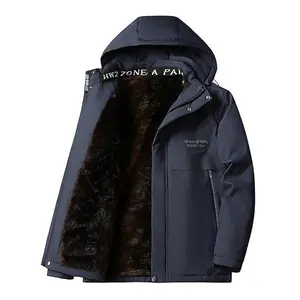 Warm Fleece Lined Thickened Hooded Zipper Pocket Jacket For Men, Casual Winter Zipper Top Jacket Coat for Outdoor Activities Menswear Stylish Long Sleeve jackets   Blue western clothing