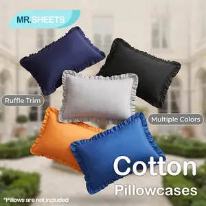 [Mother's Day Gift] NTBAY 2-Piece Ruffle Trim Cotton Pillowcases, Aesthetic Ruffled Pillow Covers for Shabby Chic Decor, Soft Decorative Bedding with Envelope Closure