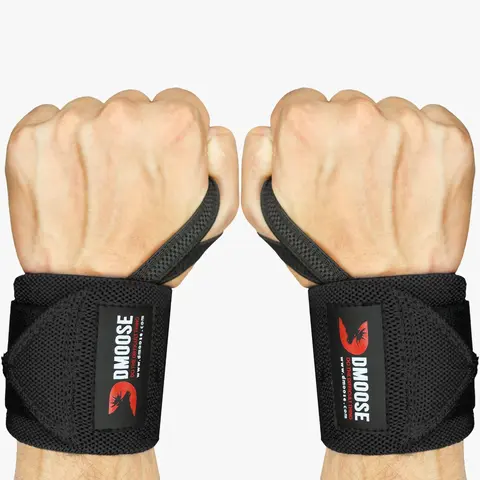DMoose Fitness Weightlifting Wrist Wraps - Targeted Support Lifting Straps, Portable Workout Accessories, Strength Training Gym Accessory for Home Gym Use