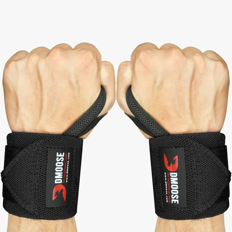 DMoose Fitness Weightlifting Wrist Wraps - Targeted Support Lifting Straps, Portable Workout Accessories, Strength Training Gym Accessory for Home Gym Use