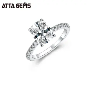 Cushion Cut 3CT VVS1 D Color Synthetic Moissanite Rings for Women Gift Elegant R023