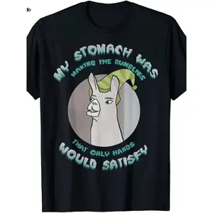 Men'S Vintage Funny Llamas T-Shirt - "My Stomach Was Making The Rumblies" Graphic Tee - Soft Breathable Cotton Crew Neck Shirt - Regular Fit Casual Everyday & Party Outfit - All-Season Humorous Gift for Him, Humorous Apparel