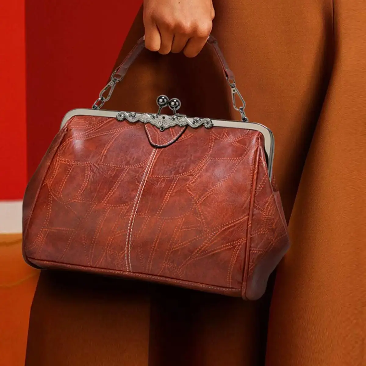 Women's Elegant PU Leather Handbag, Trendy Gorgeous Large Capacity, Chic Vintage Bag for Work & Daily Use, Crossbody Purses