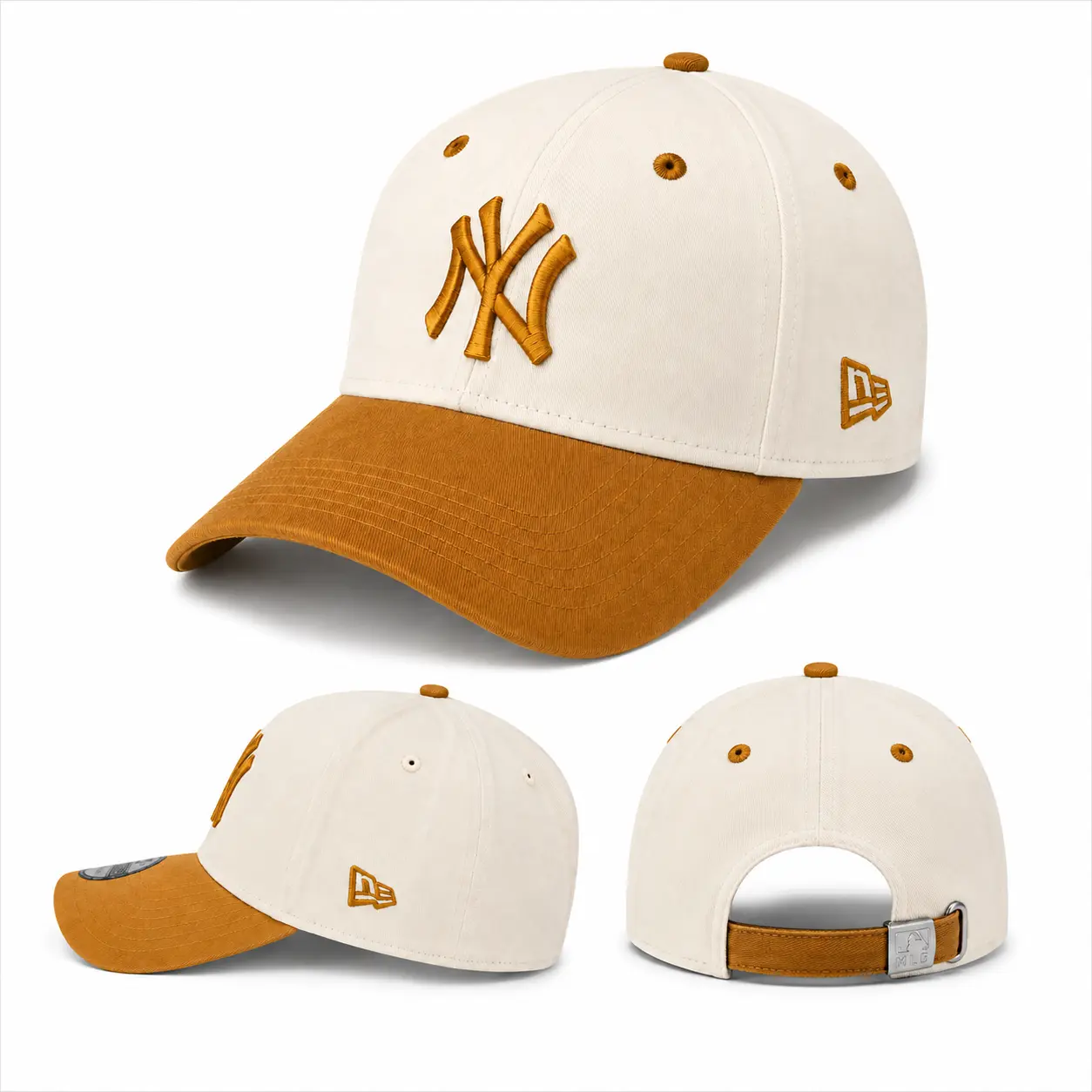 New Era MLB NY Yankees 9FORTY Adjustable Snapback Strapback Cap for Men Women, Buckle Cap, Curved Brim Baseball Cap, College Campus Style, Back to School 2026