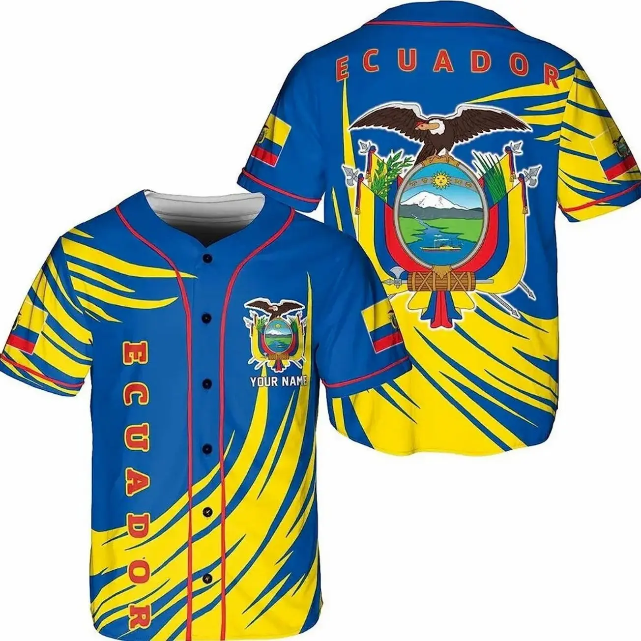 Personalized Ecuador Baseball Jersey, Ecuador Flag Custom Name Number Ecuadorian Fan Shirt