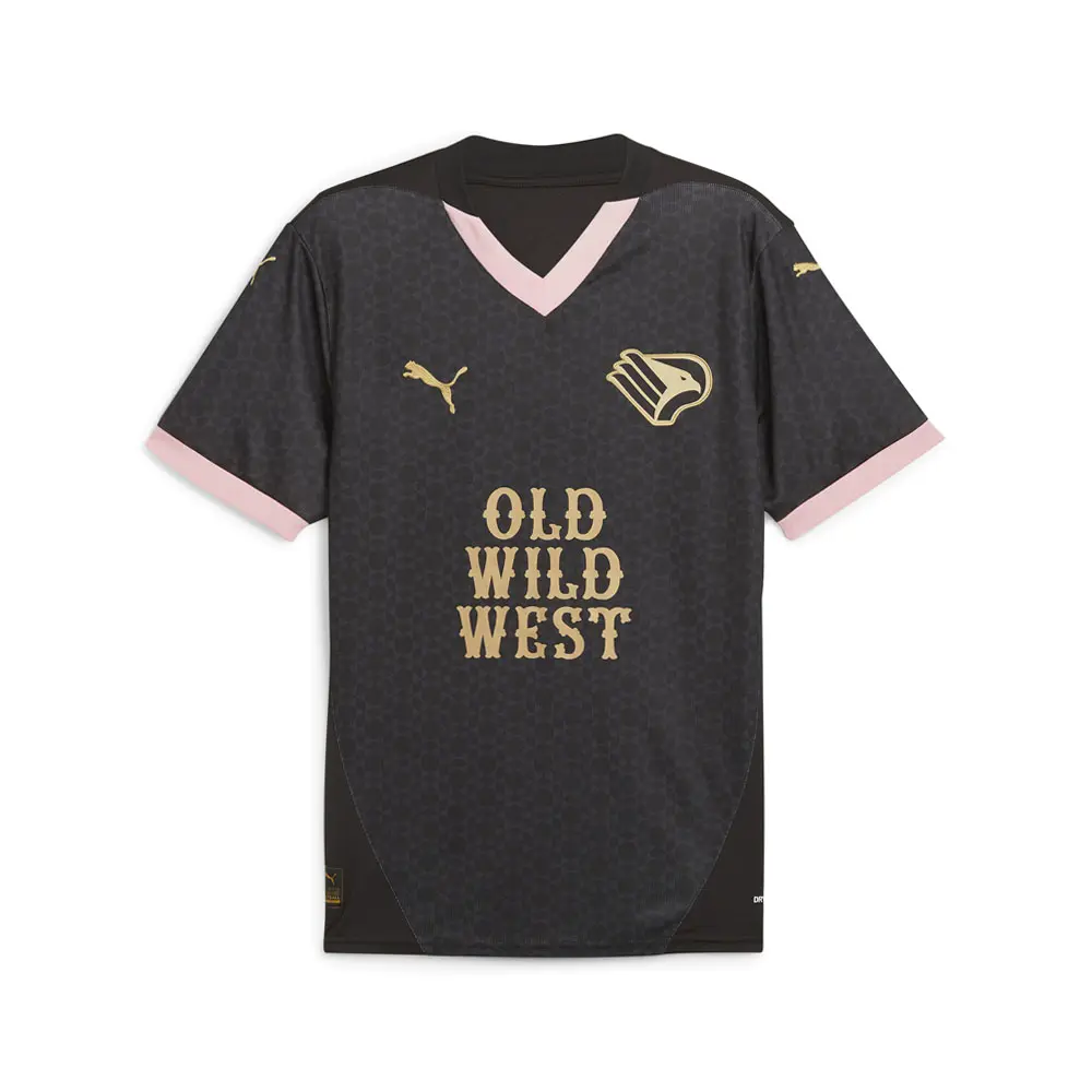 PUMA Mens Palermo Away V-Neck Short Sleeve Replica Jersey Casual - Black, Pink