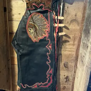 Headdress Rodeo Chaps with Unique Design and Embroidery Detailing